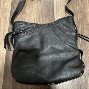 Kooba  Black Leather Crossbody cross zip detail Bag